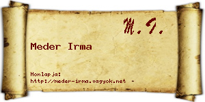 Meder Irma névjegykártya